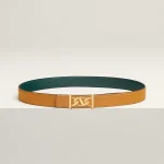 My H belt buckle & Reversible leather strap 24 mm